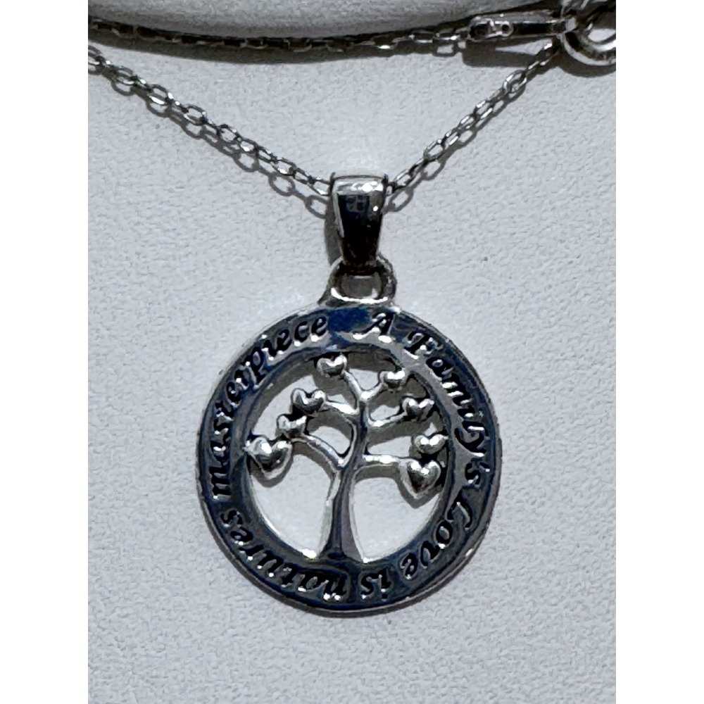 925 Sterling Silver Tree of Life A Family's Love Pendant Necklace 18" Round